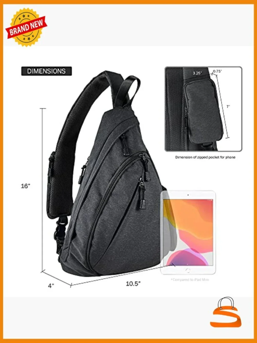 Crossbody Sling Backpack Concealed Carry Purse Water-Resistant Nylon Daypack